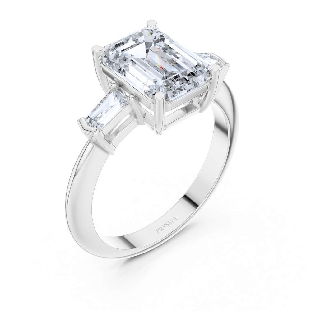 Regal Vision Emerald-Cut Three-Stone Ring