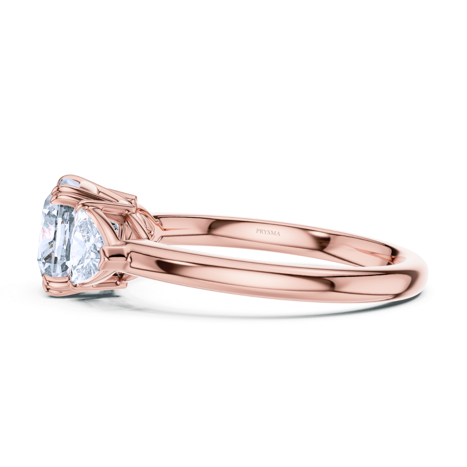 Round Center Stone 14 Prong Trillion Diamond