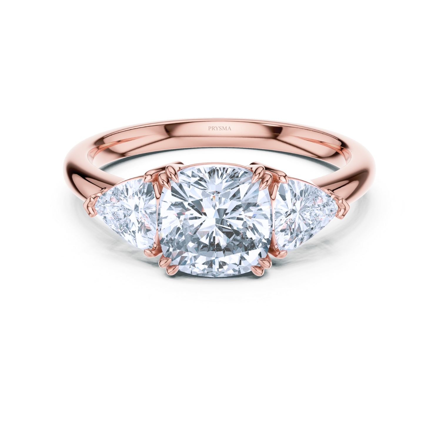 Round Center Stone 14 Prong Trillion Diamond