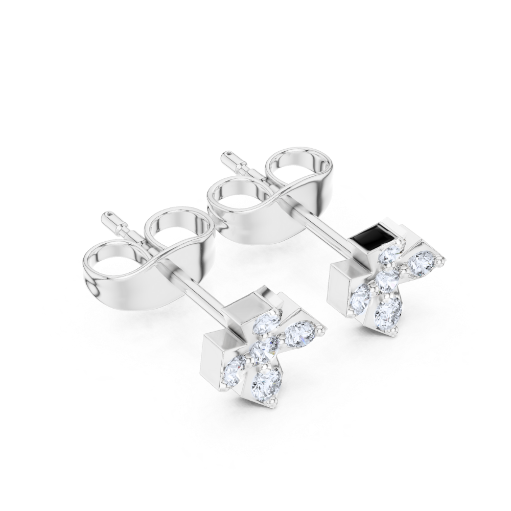 Radiant Cross Diamond Stud Earrings