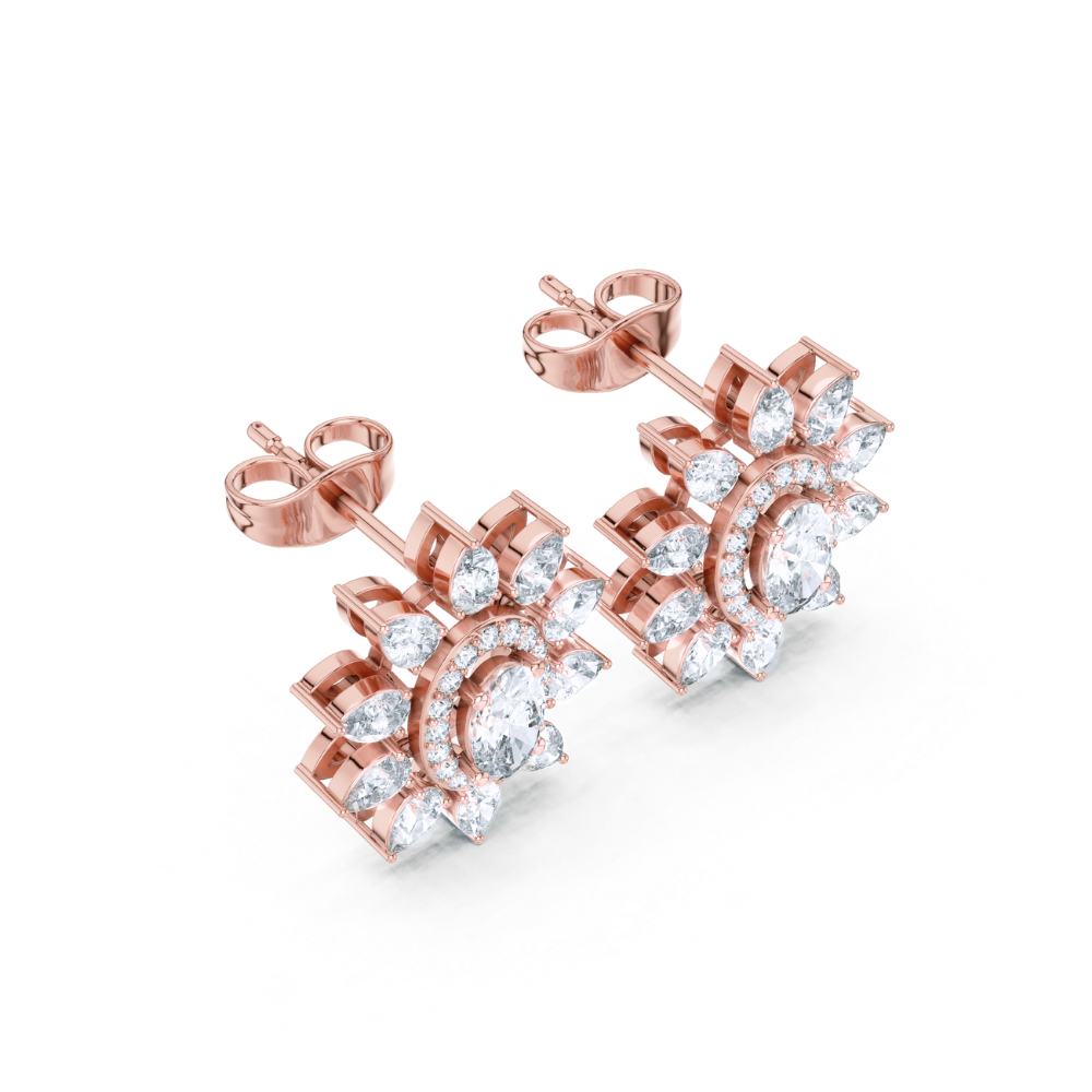 Radiant Sunburst Diamond Studs