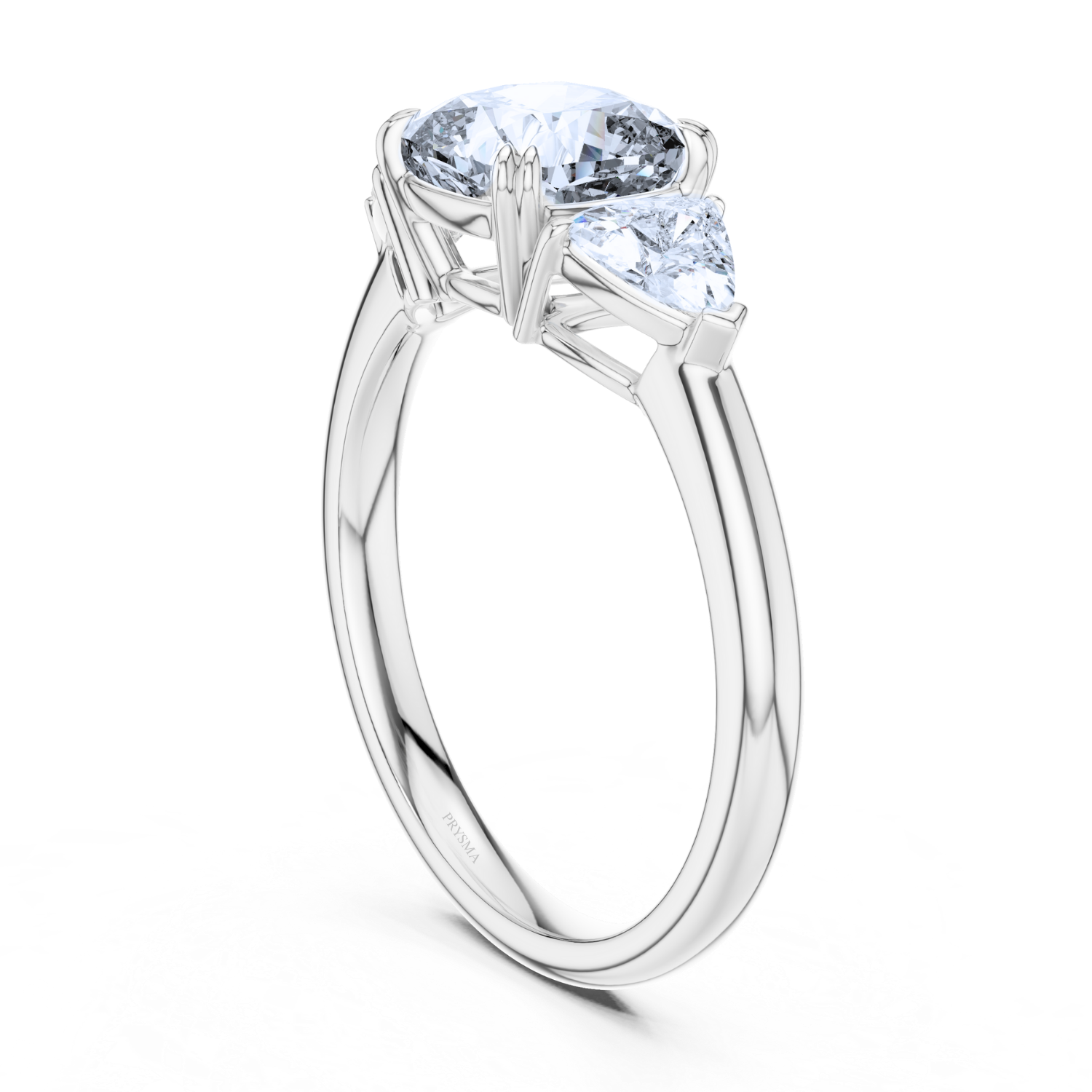 Round Center Stone 14 Prong Trillion Diamond