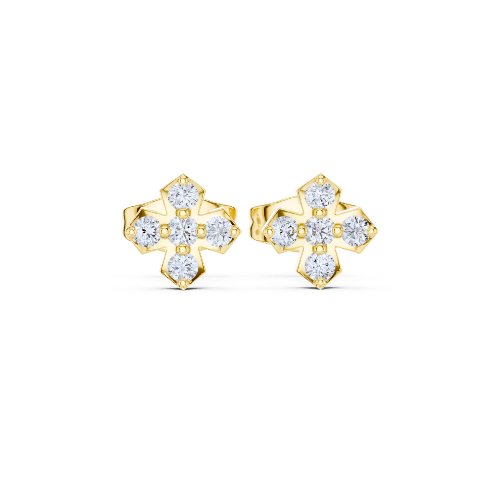 Radiant Cross Diamond Stud Earrings