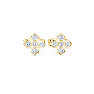 Radiant Cross Diamond Stud Earrings