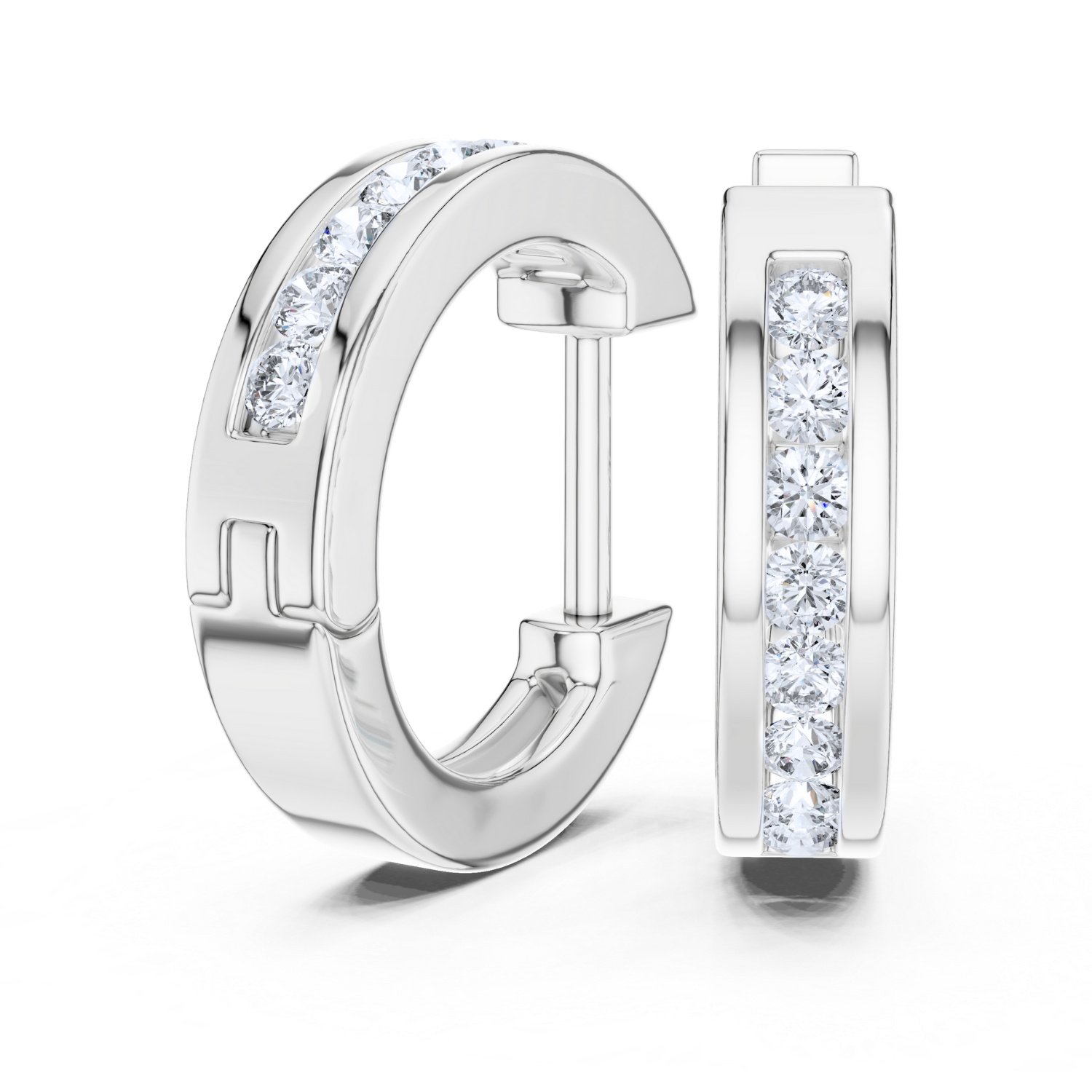 Channel-Set Diamond Hoop Earrings