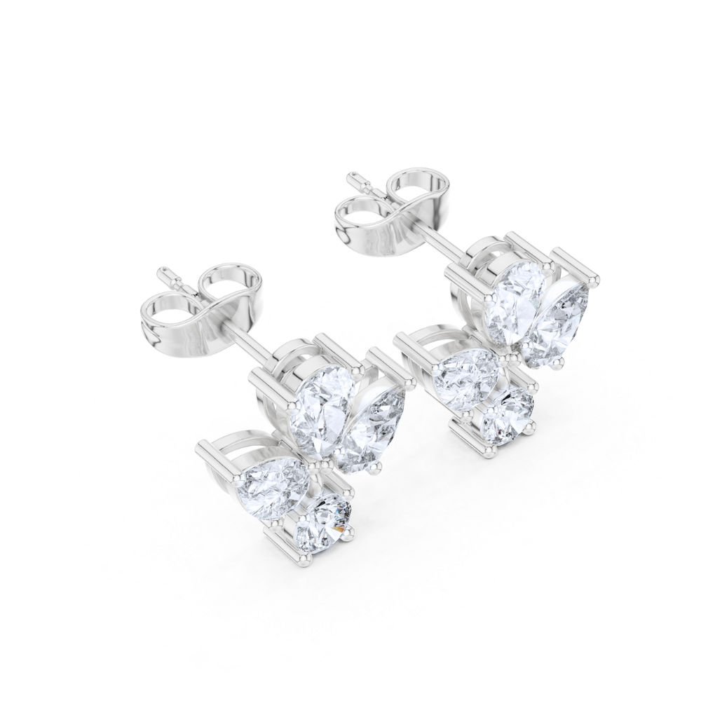 Radiant Bloom Pear Diamond Stud Earrings
