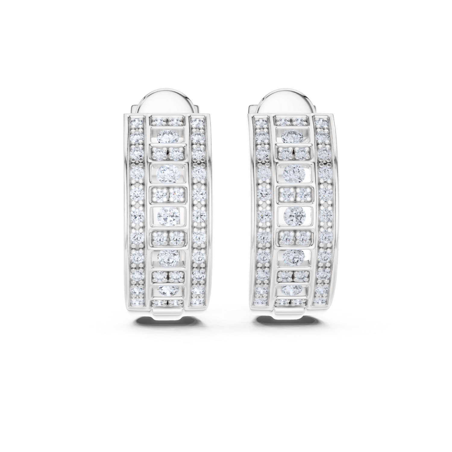 Multi-Row Diamond Hoop Earrings