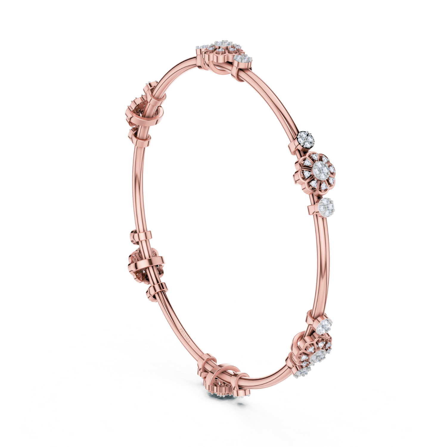 Floral Harmony Diamond Bangle
