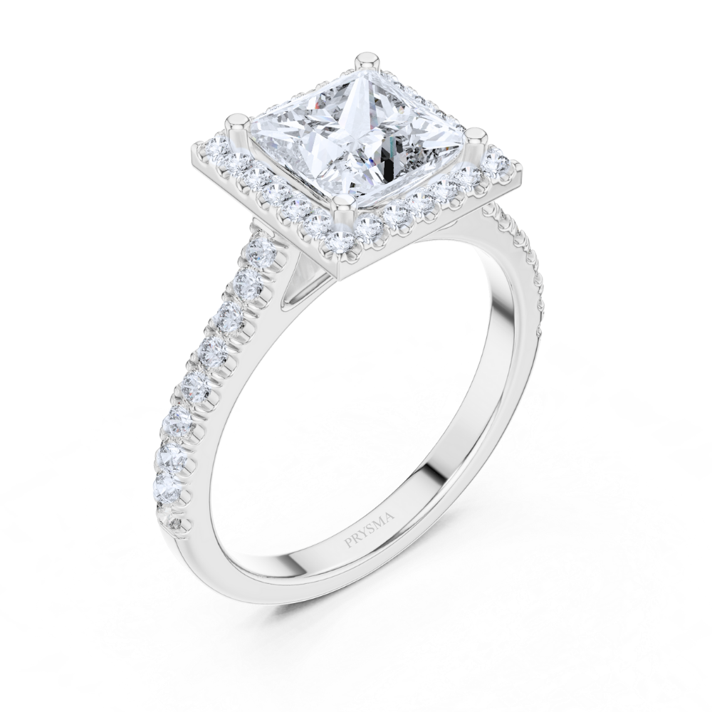 Regal Square Halo Ring