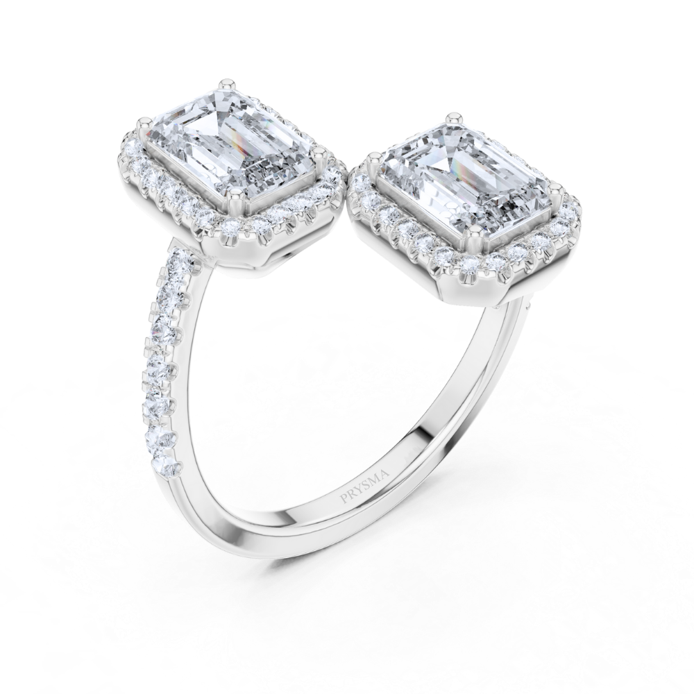 Elysian Dual-Emerald Halo Ring