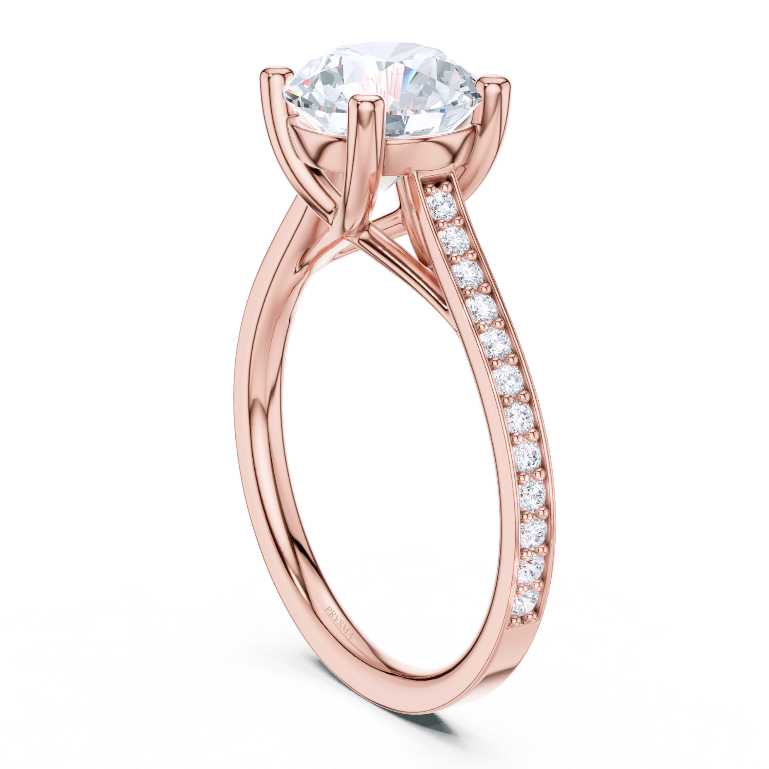 Round Brilliant Cathedral Pave Ring