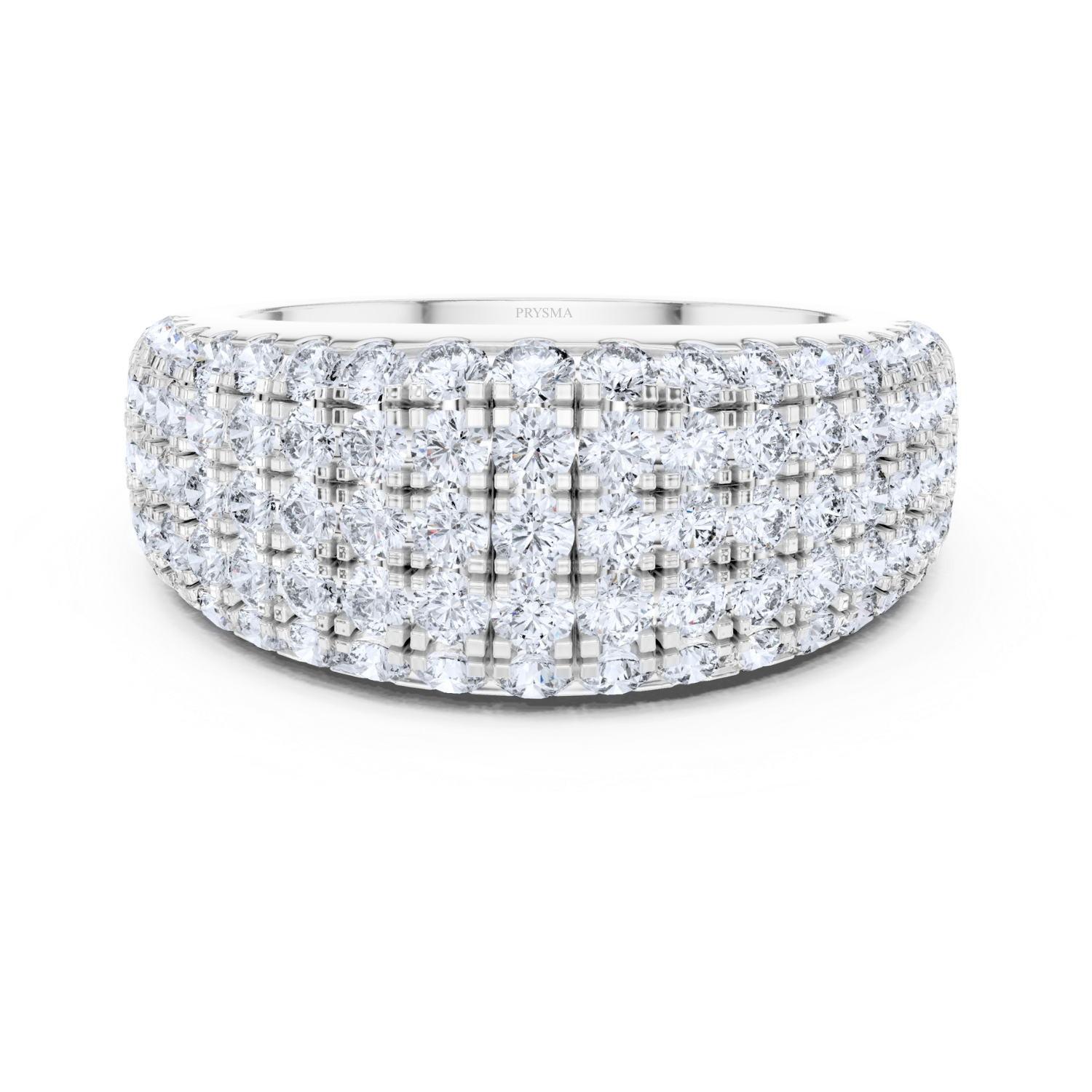 Five-Row Pave Diamond Dome Ring