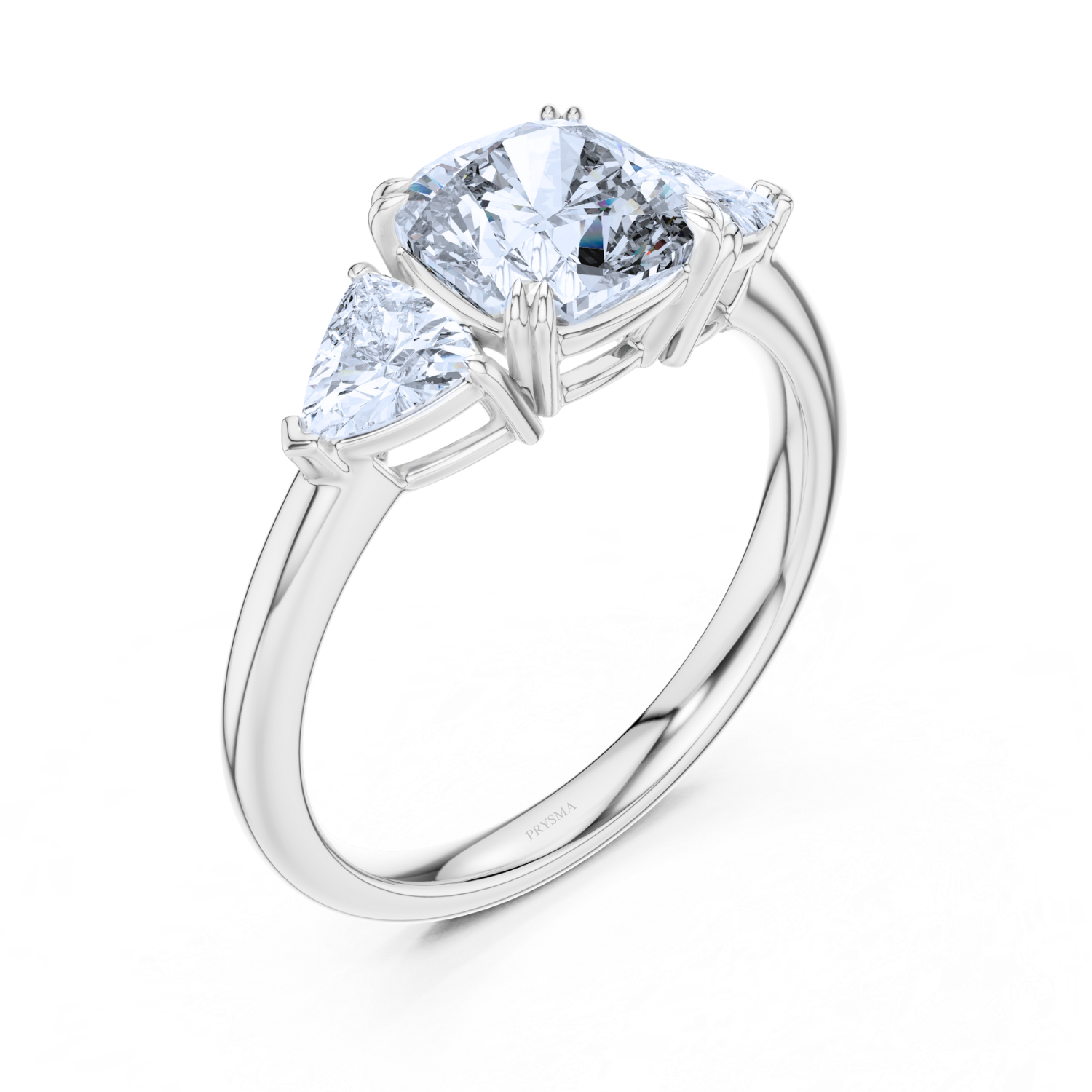 Round Center Stone 14 Prong Trillion Diamond