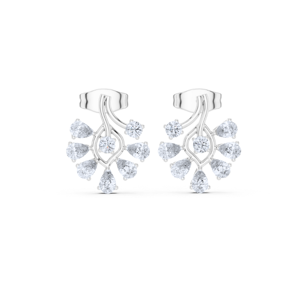 Radiant Bloom Fan Diamond Earrings