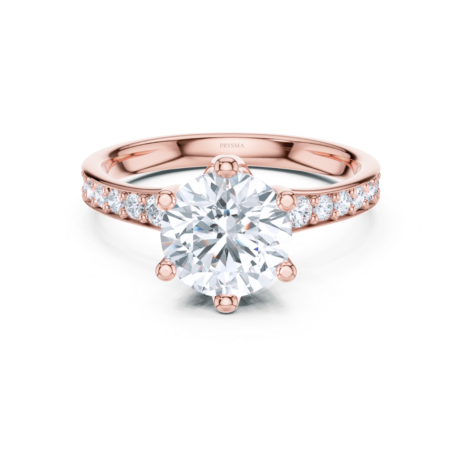 Round Cut Diamond Ring with Pave Band