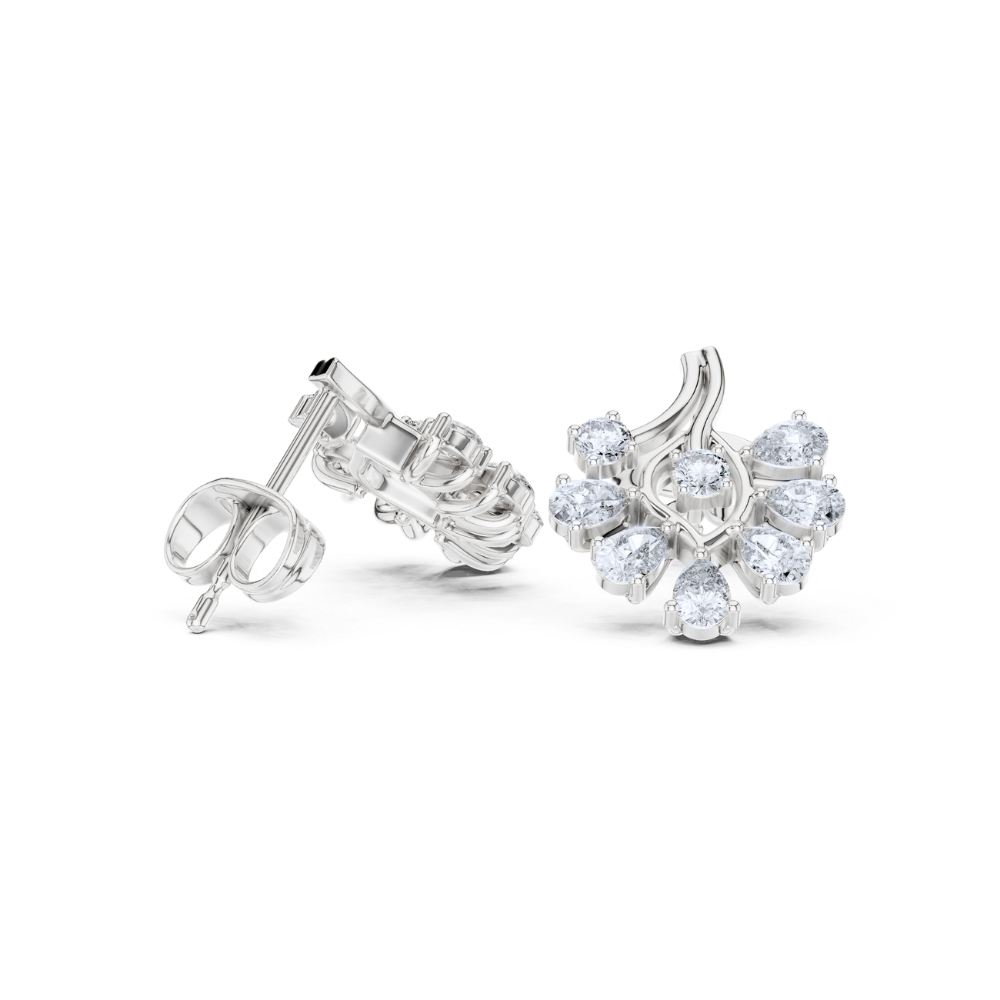 Radiant Bloom Fan Diamond Earrings