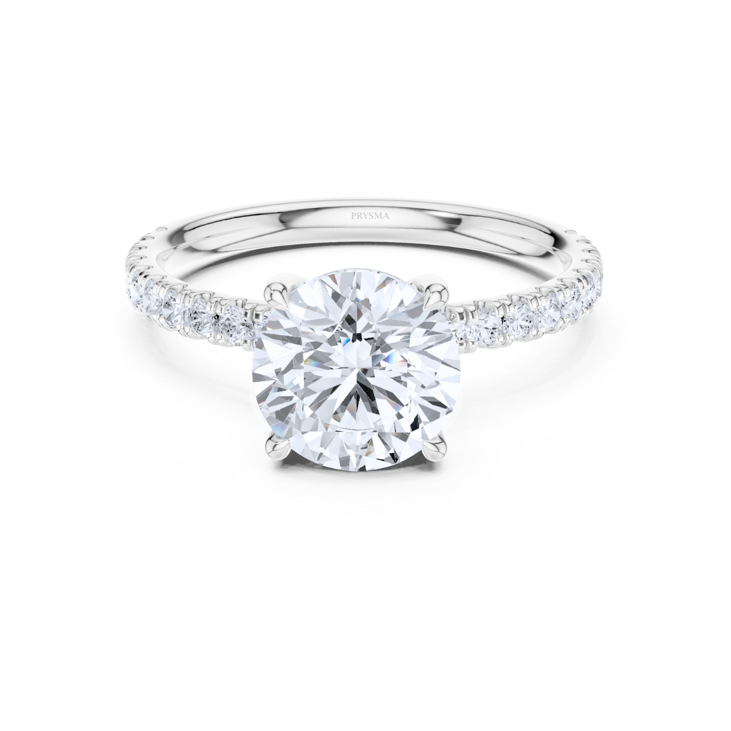 Round Solitaire Pave Ring
