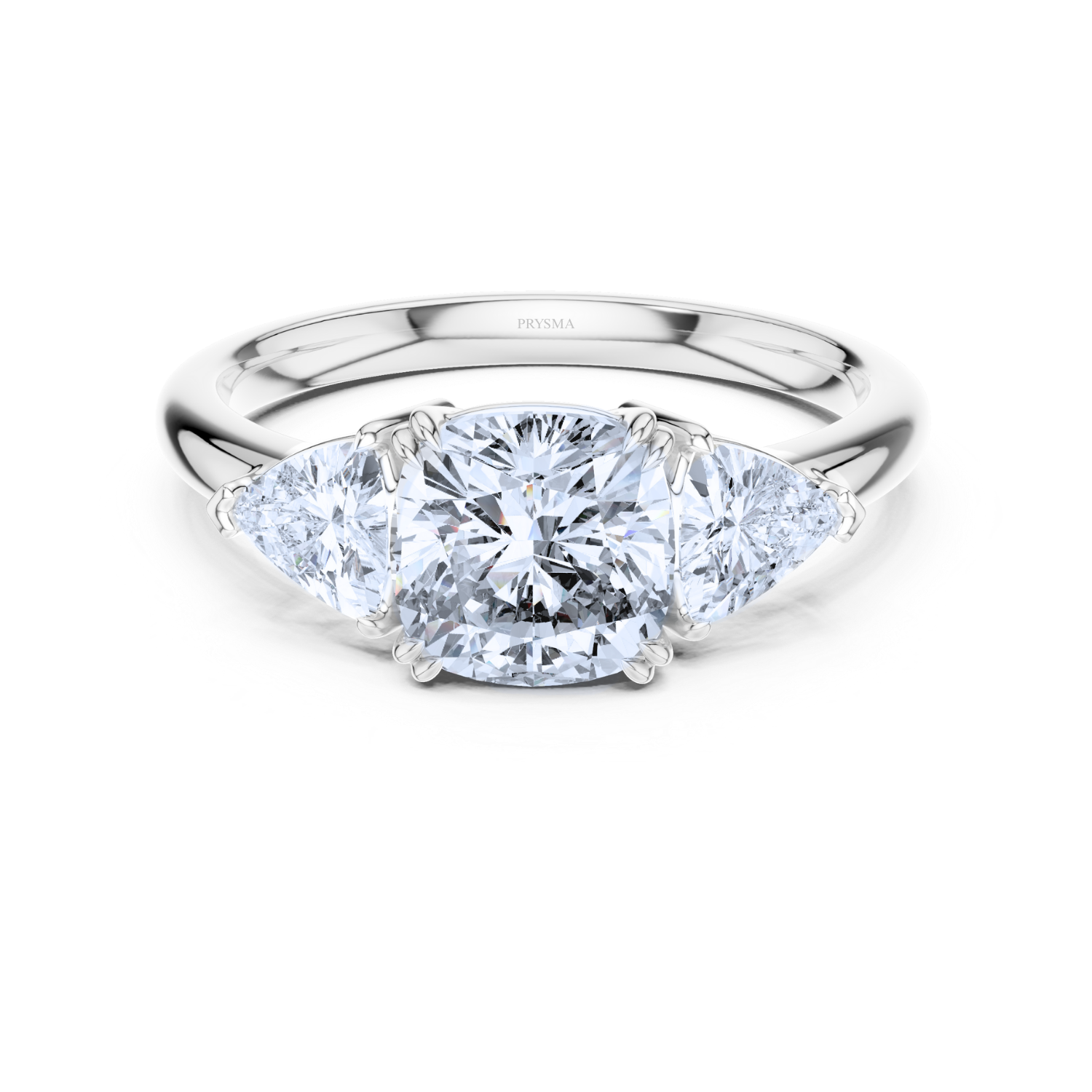 Round Center Stone 14 Prong Trillion Diamond