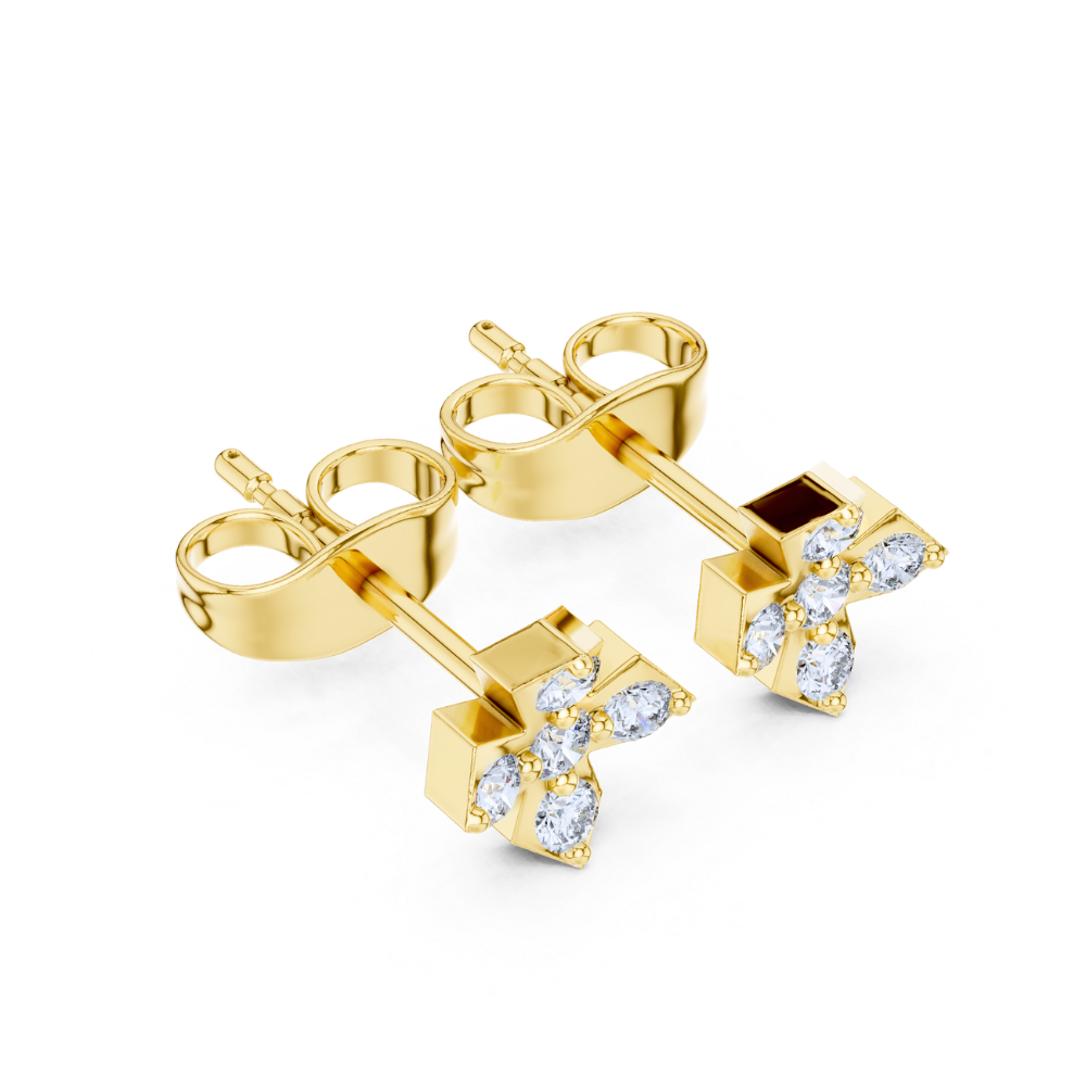 Radiant Cross Diamond Stud Earrings