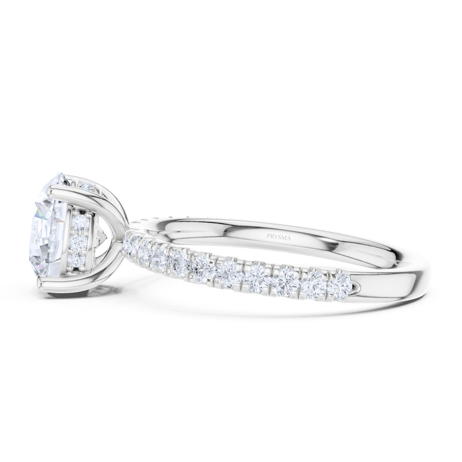 Round Solitaire Pave Ring