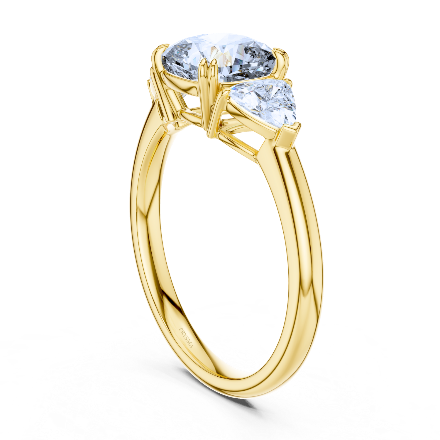 Round Center Stone 14 Prong Trillion Diamond