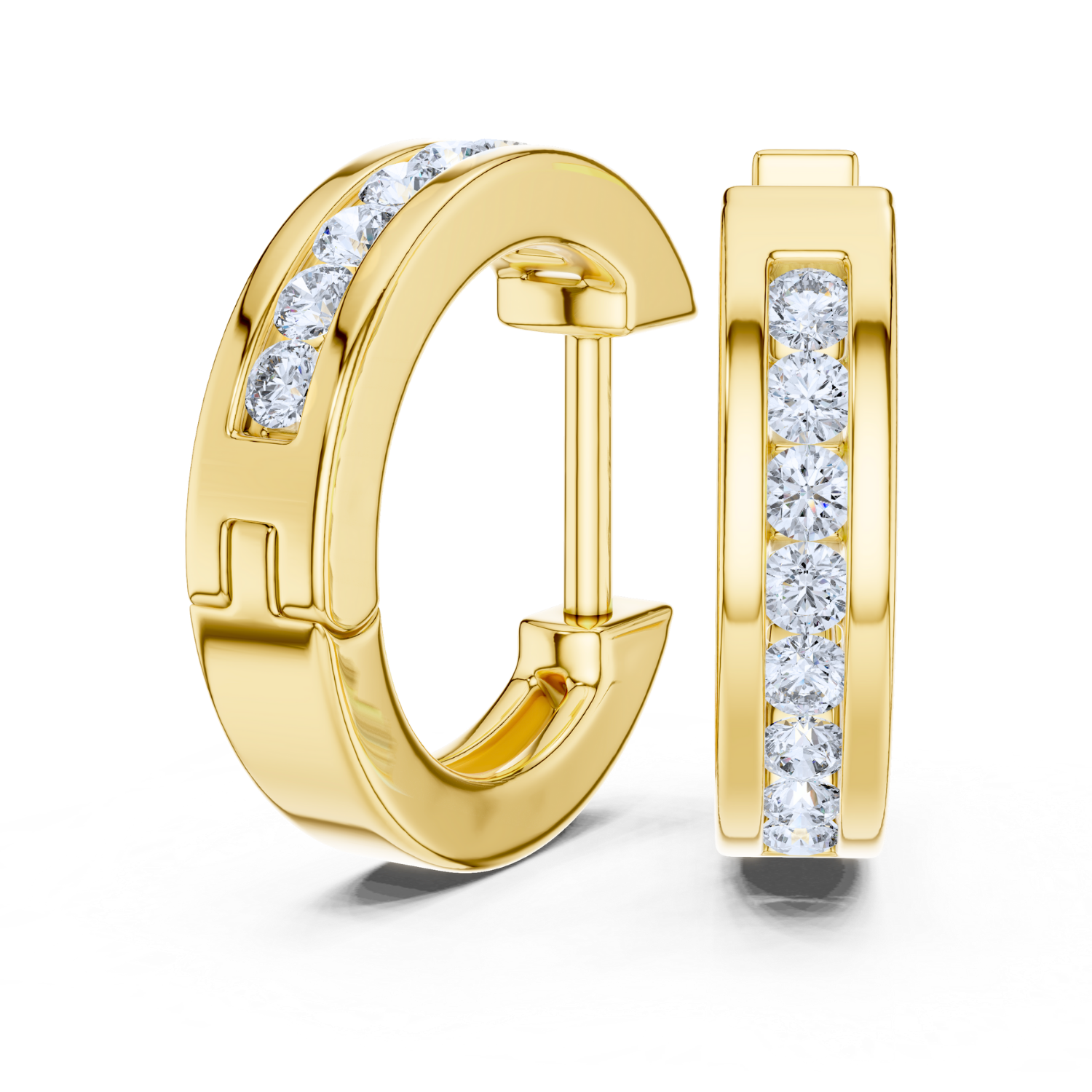Channel-Set Diamond Hoop Earrings