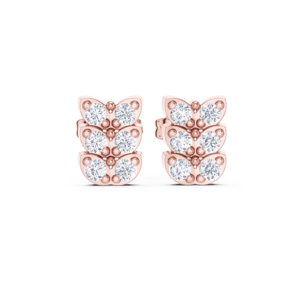 Triple Wing Butterfly Diamond Studs