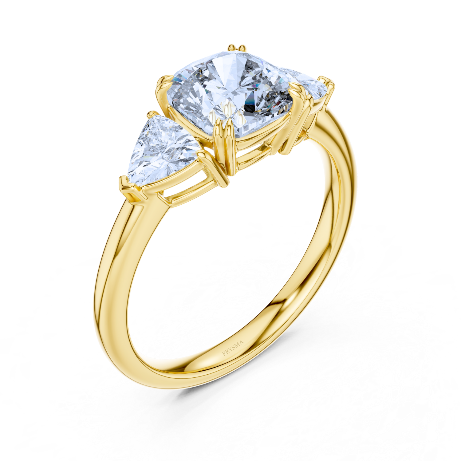 Round Center Stone 14 Prong Trillion Diamond