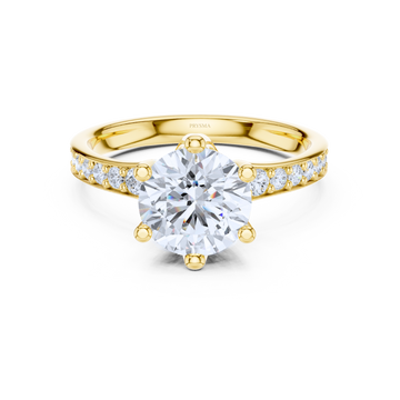 Round Cut Diamond Ring with Pave Band