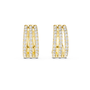 Triple Row Diamond Huggie Hoop Earrings