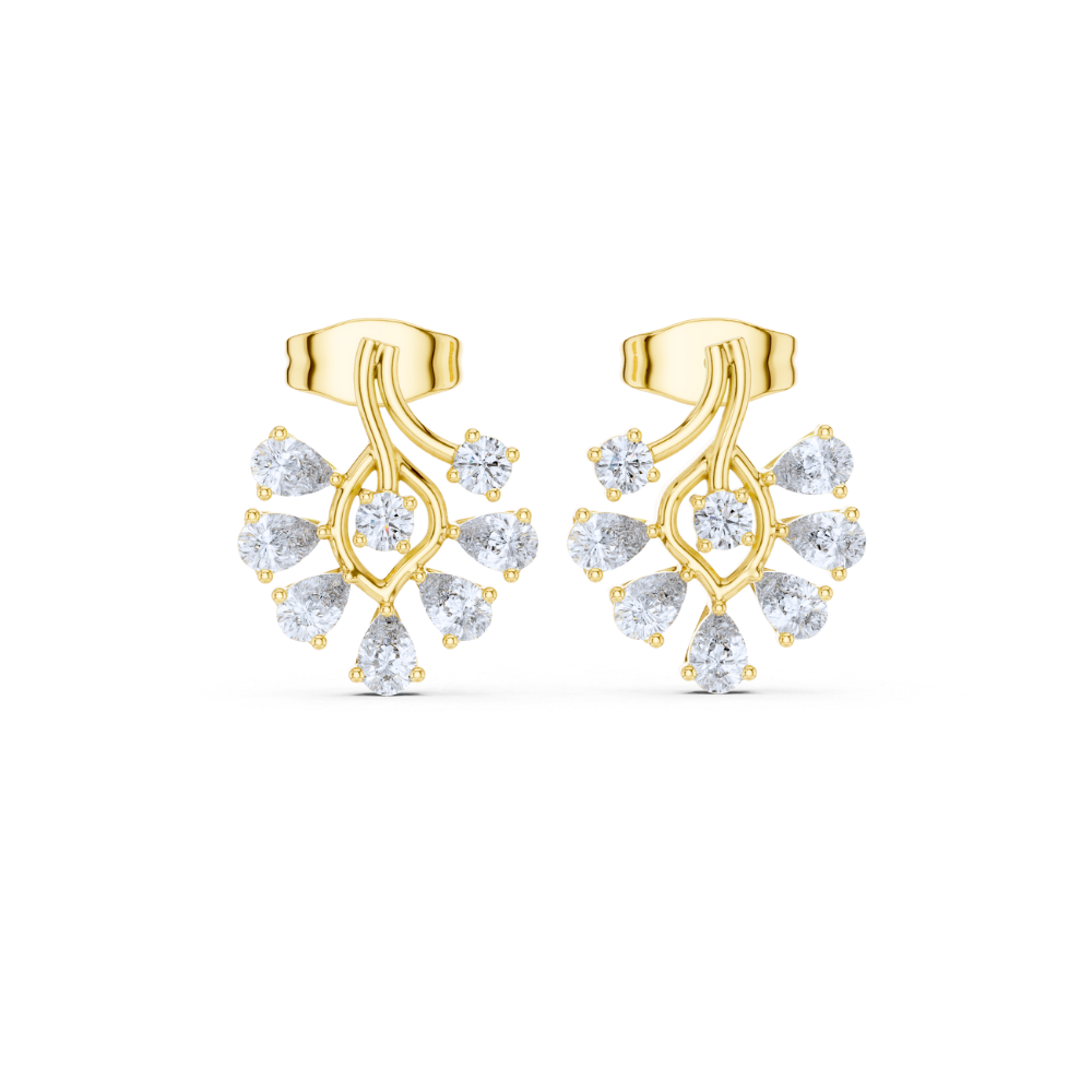 Radiant Bloom Fan Diamond Earrings