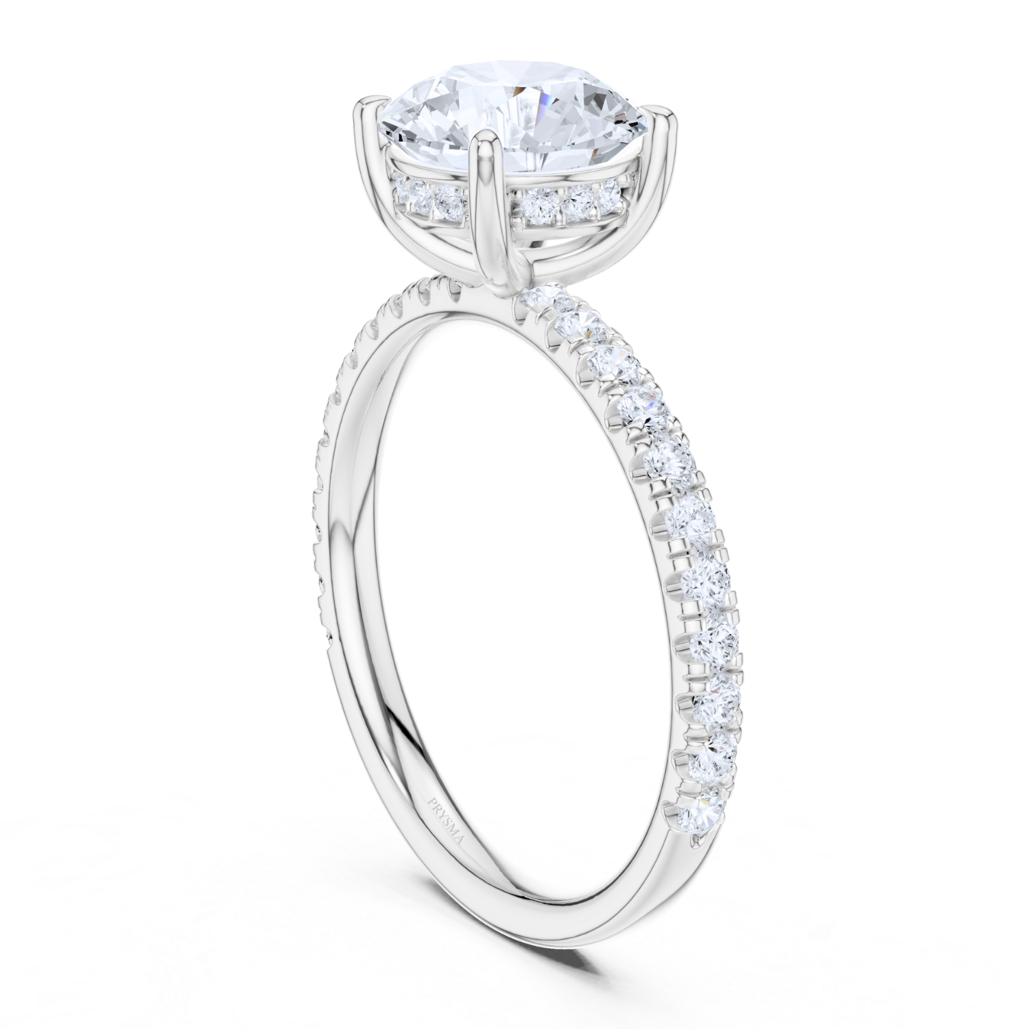 Round Solitaire Pave Ring