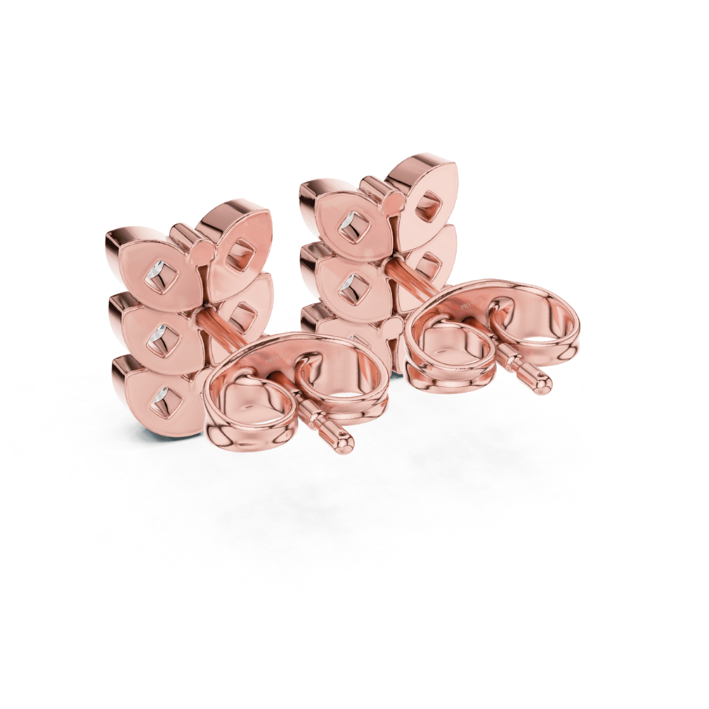 Triple Wing Butterfly Diamond Studs