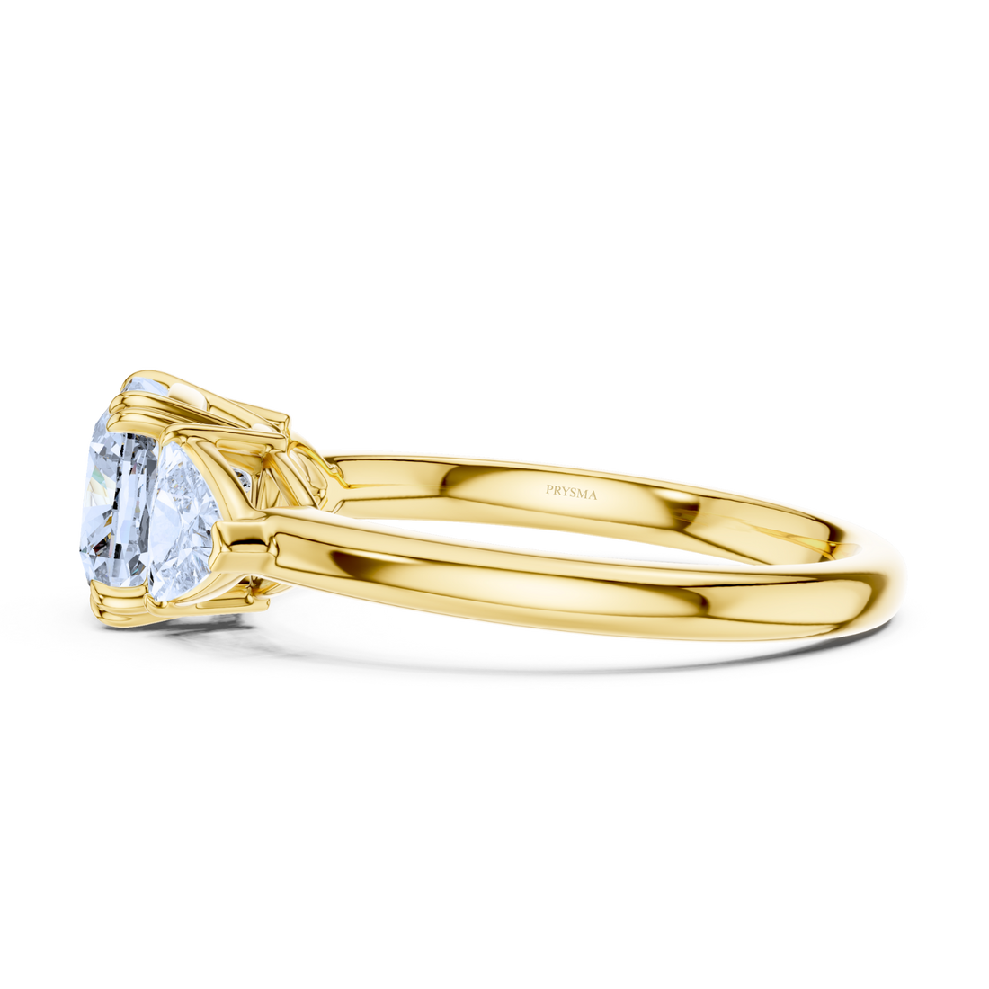Round Center Stone 14 Prong Trillion Diamond