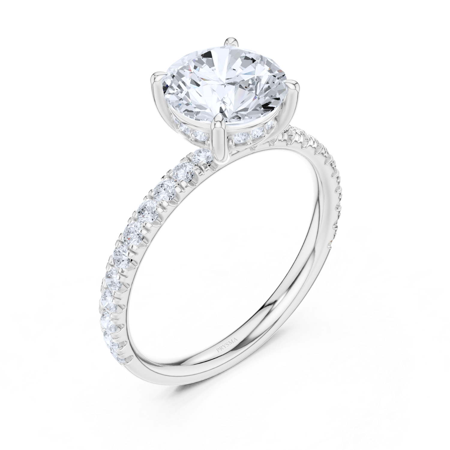 Round Solitaire Pave Ring