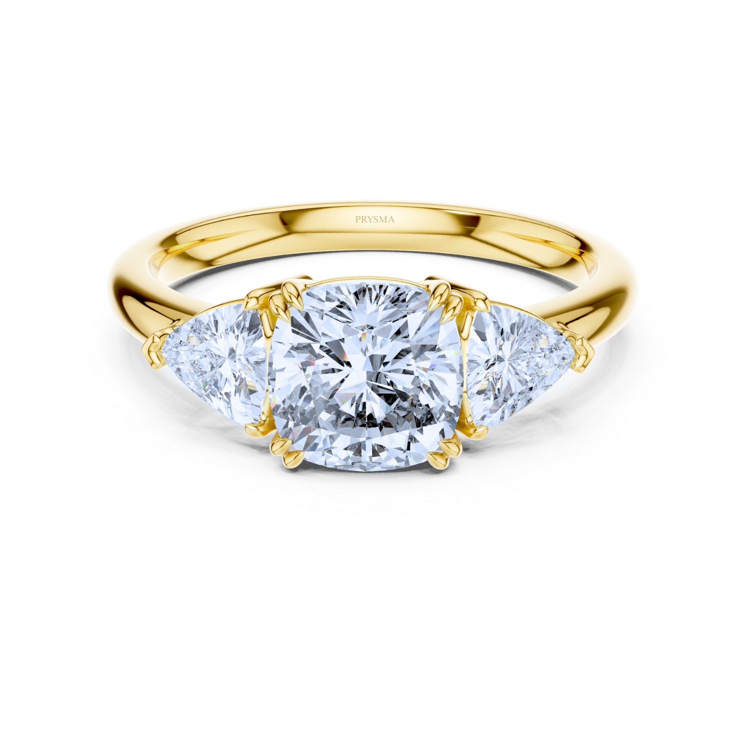 Round Center Stone 14 Prong Trillion Diamond