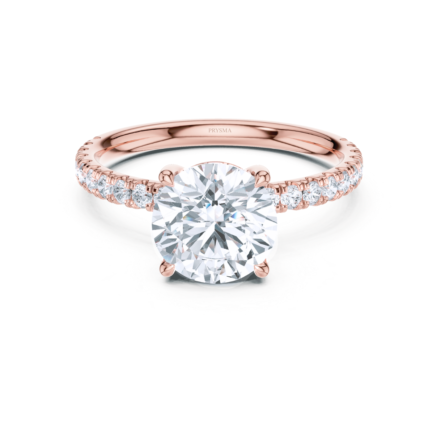 Round Solitaire Pave Ring
