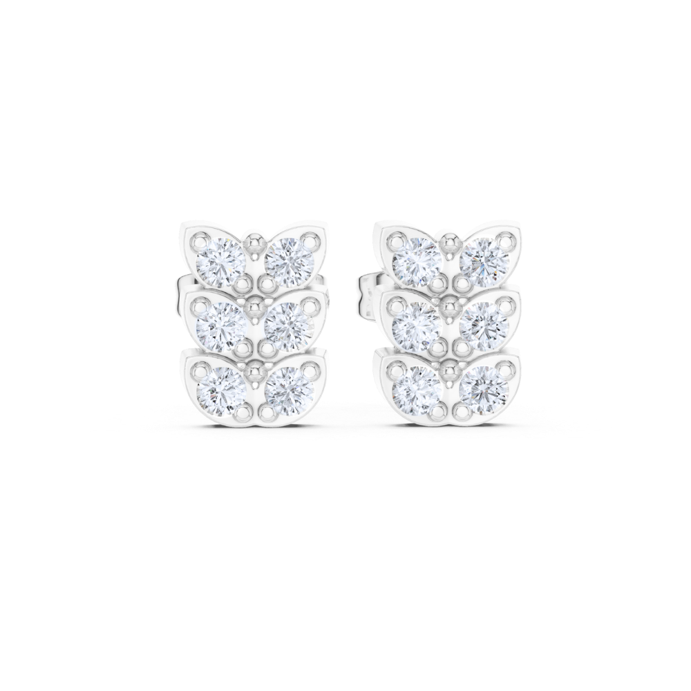 Triple Wing Butterfly Diamond Studs