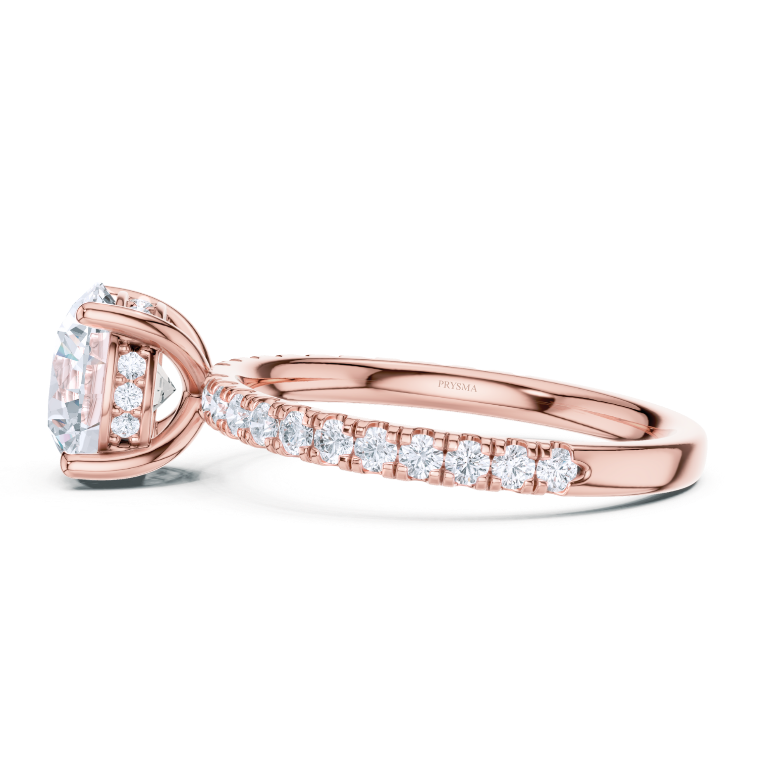 Round Solitaire Pave Ring