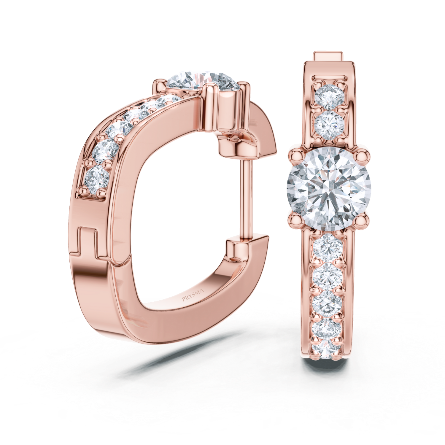 Round Solitaire Accent Hoop Earrings