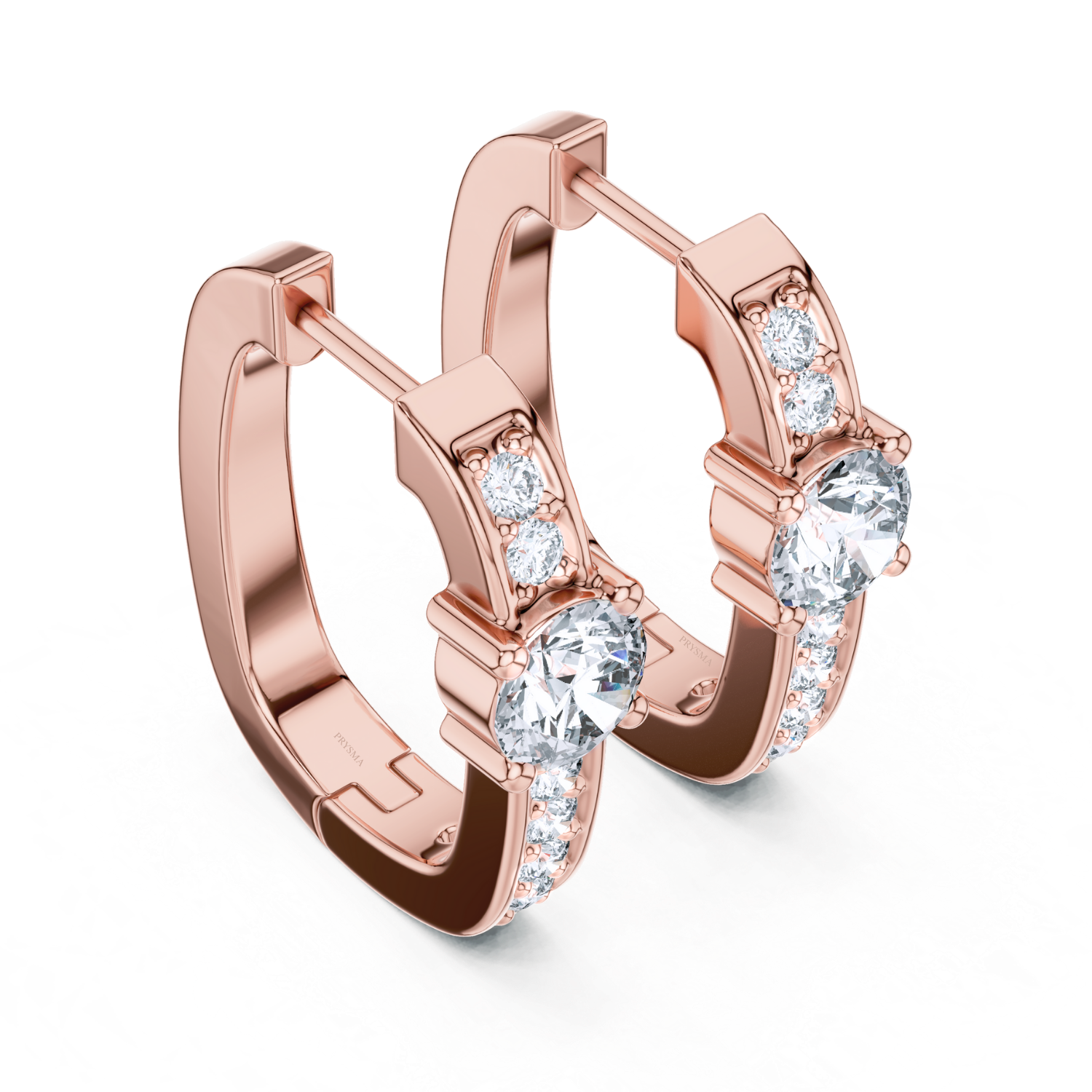 Round Solitaire Accent Hoop Earrings