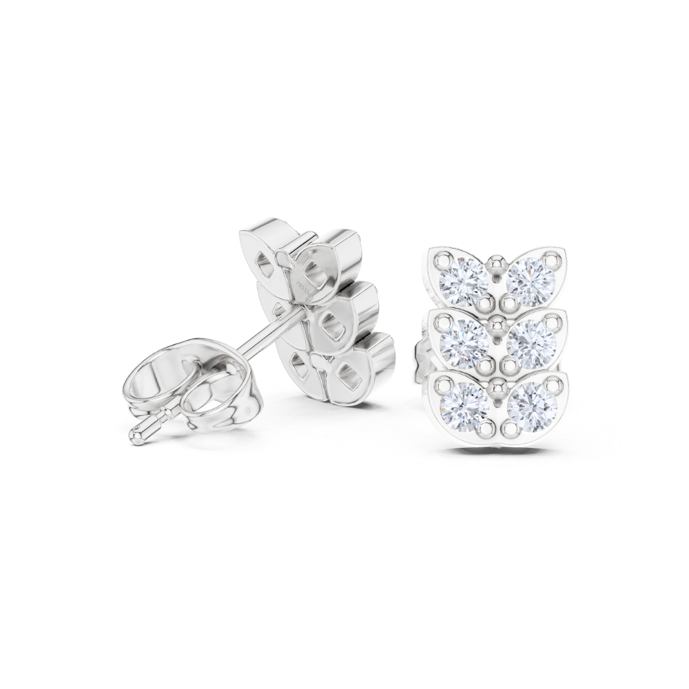 Triple Wing Butterfly Diamond Studs
