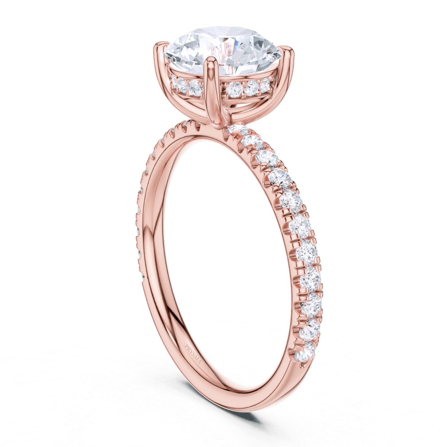 Round Solitaire Pave Ring