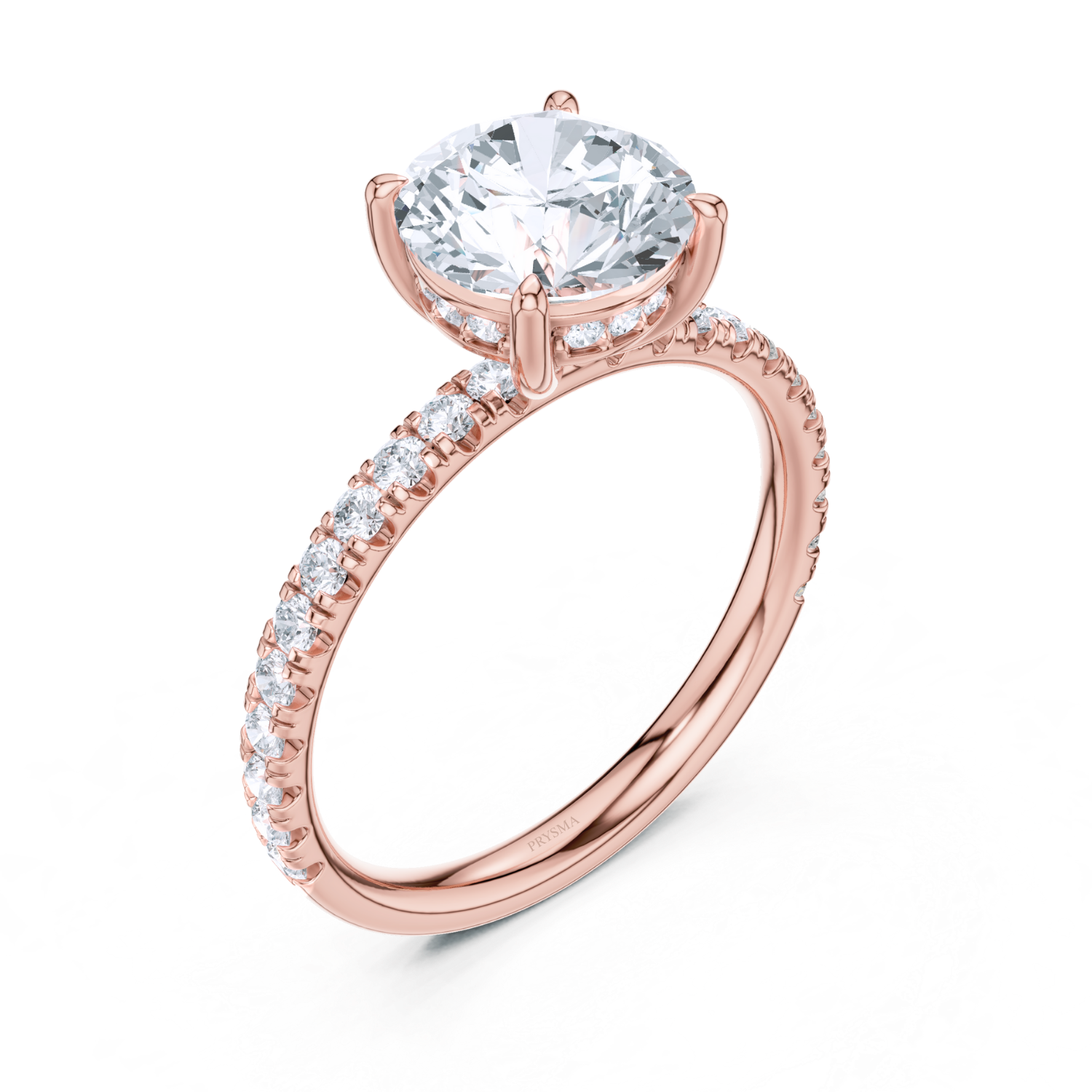 Round Solitaire Pave Ring