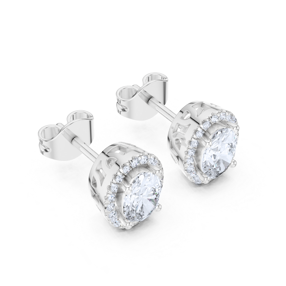 Oval Halo Stud Earrings