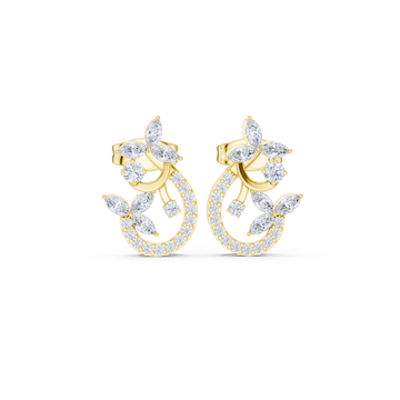 Floral Vine Diamond Hoop Studs