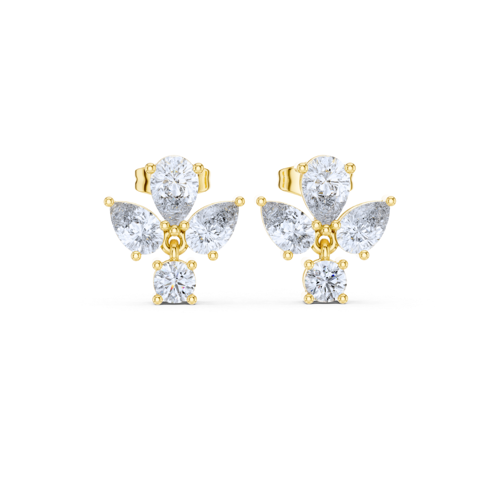 Radiant Bloom Pear Diamond Stud Earrings