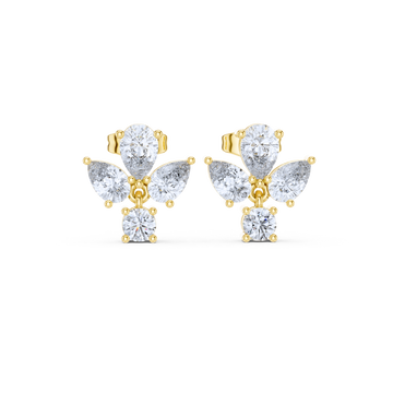 Radiant Bloom Pear Diamond Stud Earrings