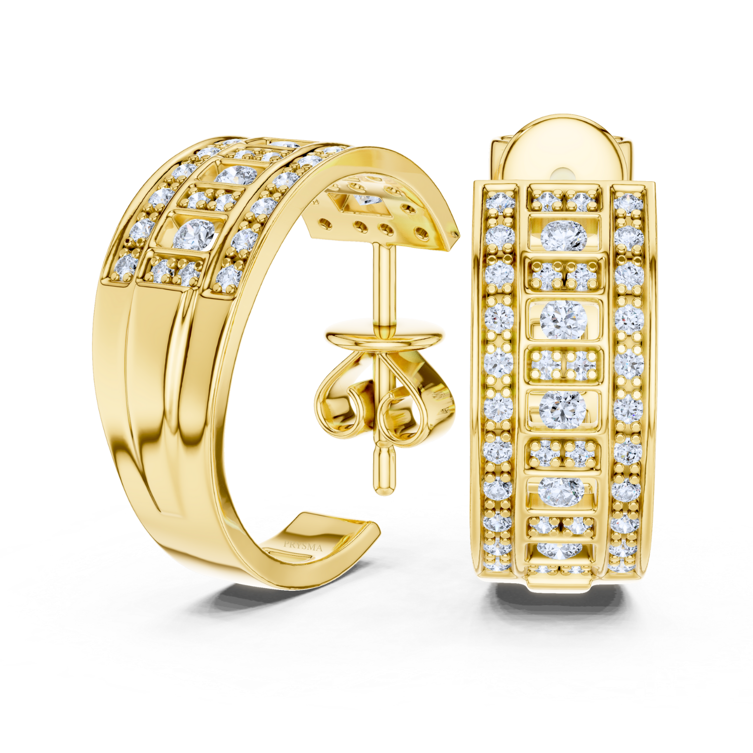 Multi-Row Diamond Hoop Earrings