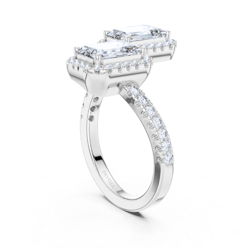 Elysian Dual-Emerald Halo Ring